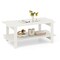 2-Tier Wooden Coffee Table with Storage Shelf and Slatted Design